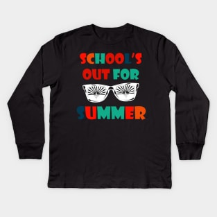 Retro Last Day Of School Schools Out For Summer Teacher Gift Kids Long Sleeve T-Shirt